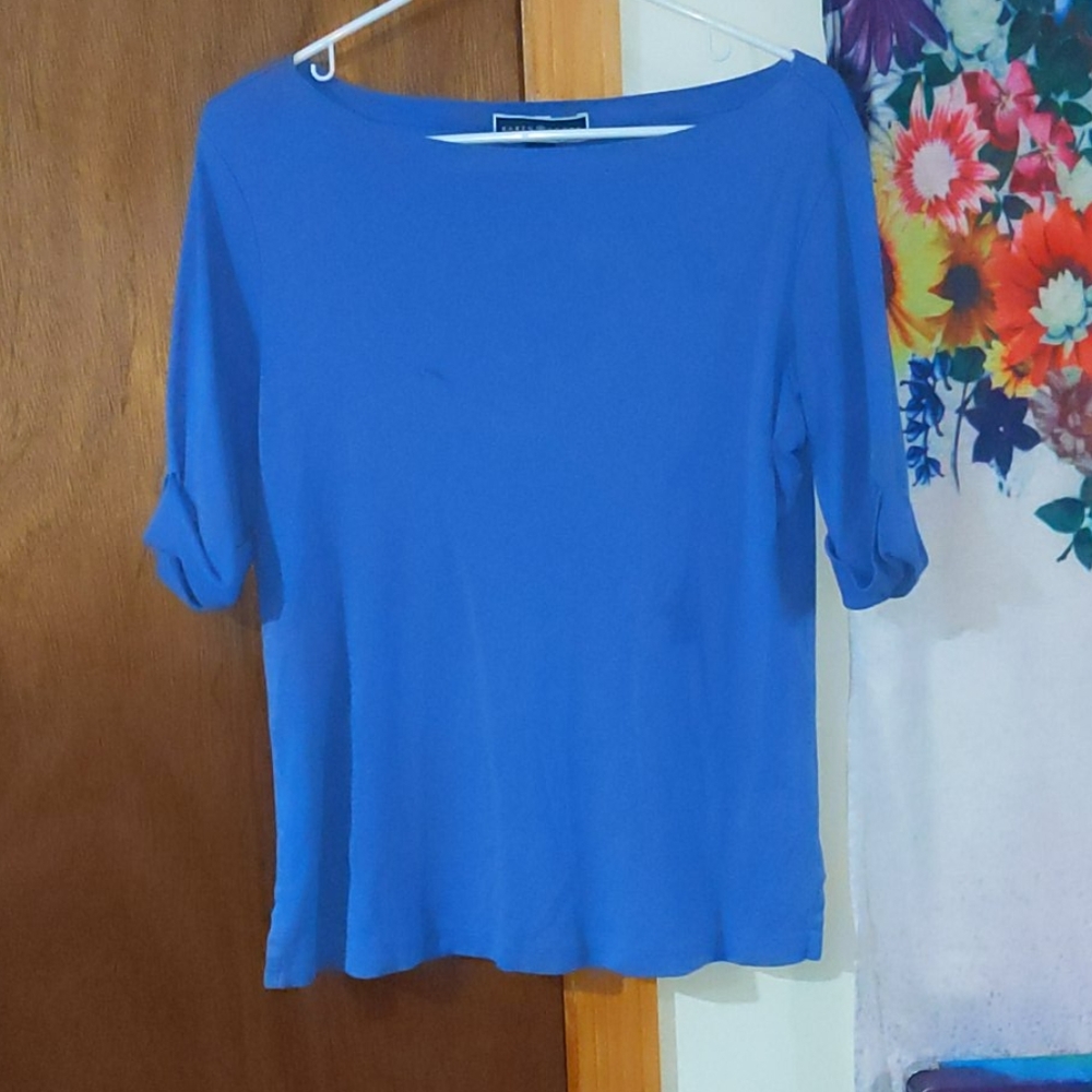 Karen Scott purple short sleeved shirt